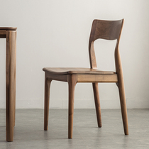 North American black Walnut dining chair Light luxury solid wood chair Home stool Restaurant owner chair Nordic furniture seat E home