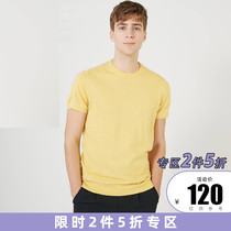 2pcs 50% off SELECTED Slade cotton CONTAINING SIMPLE casual MENS round neck short sleeve knitted T-shirt S419224507
