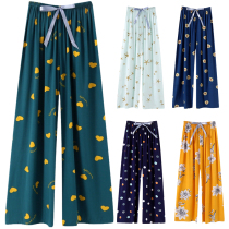 Miley Xi Spring Autumn Cotton Silk Sleeping Pants Woman Summer 90% Pants Wide Leg Pants Cotton Air Conditioning Anti-mosquito Pants Can Be Worn Outside