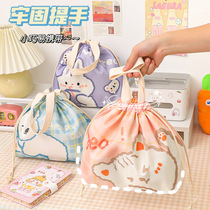 Insulation lunch box bag Japanese canvas tote bag thick tin foil large capacity student office worker lunch bag