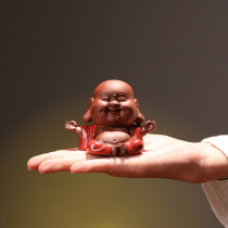 Yuxuan purple sand tea pet ornaments handmade can raise happy little Maitreya cute tea play tea art home decoration Zen