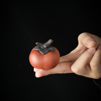 Yuxuan creative purple sand tea pet Persimmon Persimmon Ruyi handmade cover pen holder Persimmon can raise tea home ornaments