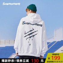 SuaMoment Claw Scratch Laser Folding Angel Hoodie National Tide Cotton High Street Couple Hoodie Tide ins