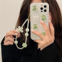 Korean style net red flower crystal beaded mobile phone lanyard sweet beaded lanyard short mobile phone chain female fashion