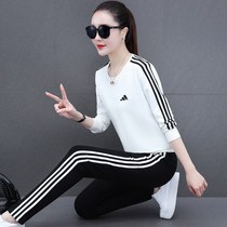 2021 New Adi sportswear set women Spring Autumn and Winter plus size brand round neck sweater casual running two sets