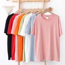 Pajamas women Summer cotton thin round neck short sleeve T-shirt men Cotton large size loose couple home clothes can be worn outside