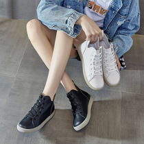 Tide brand head layer cowhide high-top small white shoes women 2021 Spring and Autumn new leather womens shoes Joker sports flat shoes