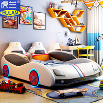 Car bed Childrens bed Boys single bed 1 2m Cartoon 1 5 multi-function 1 8m Sports car bed with guardrail 1 35