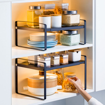 Kitchen rack countertop storage stainless steel partition under sink telescopic cabinet layered storage desktop shelf