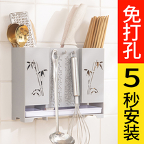 Wall-mounted chopstick holder Creative chopstick holder Drain chopstick cage Household chopstick cage Chopstick holder Kitchen tableware spoon storage box