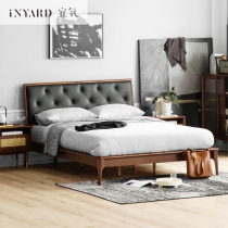 InYard] Pisco bed head cowhide beech solid wood modern simple light luxury master bedroom leather bed