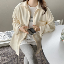 Pregnant women winter wear large size Korean version of shirt coat 2021 New loose small Man shirt spring autumn coat