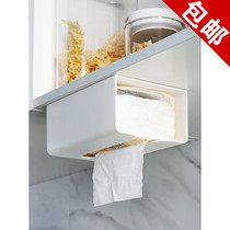MUJI E practical non-perforated wall-mounted tissue box drawing Box Kitchen paper storage box plastic toilet paper shelf