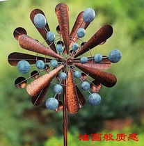 American country antique garden courtyard double-sided wind-moving decoration outdoor swing plug-in Iron Windmill