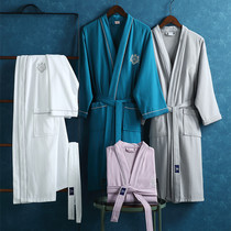Hotel bathrobe cotton men and women long dressing robe bathing water spring and autumn summer couples custom LOGO beauty salon