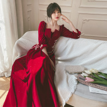 Pregnant woman toast brides 2021 new Summer wedding Back to door Late dress temperament Long sleeves Chinese long style High