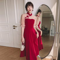 Chinese toast to bridal gown 2022 new summer qipao Improved engagement back door gown can normally be worn with wine red