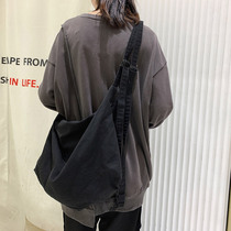 Canvas shoulder bag mens satchel new trend boys shoulder bag beggar bag female large capacity student class bag