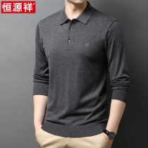 Hengyuanxiang autumn winter mens sweater with wool base shirt lapel knits polo shirt long sleeve T-shirt top