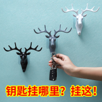 Key hook wall hanging door without punching strong adhesive behind the door creative cute wall without trace hanger storage