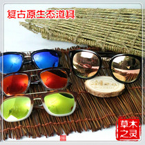 Retro log sunglasses display props glasses display rack sunglasses shop window display cabinet decorative background mat