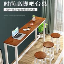 Cafe balcony narrow table small apartment fast food table and chair anticorrosive wood milk tea shop solid wood bar table Rest Area