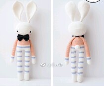 Pure handmade wool crochet Doll Doll long-eared rabbit non-finished DIY illustration No Video