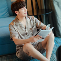 Short-sleeved shorts Four Seasons Mens Hangzhou Silk Ice Silk Summer Thin Mens Silk High-end Pajamas Plus Size Set