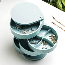 Rotating earrings jewelry storage box rack small exquisite packing earring jewelry Net red ear clip bag multi-layer earring stud box