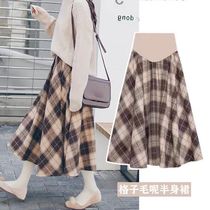 Pregnant womens autumn fashion pregnant womens skirt spring and autumn belly pleated skirt outside wear A-line skirt long skirt womens autumn