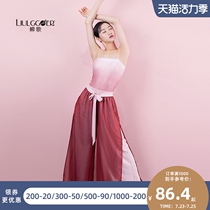 Liu Ge classical dance costume womens practice pants loose elegant double-layer Chiffon split wide leg pants Chinese dance smoke wave pants