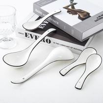  Black line 10 ceramic spoons Household Nordic simple soup spoon Large soup spoon Eating spoon Small soup spoon