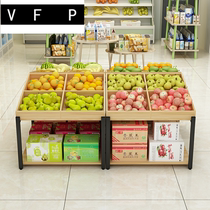 Supermarket fruit shelf display rack multifunctional fruit shelf vegetable shelf steel wood frame fruit shop