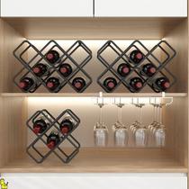 Small wine rack red wine lattice light luxury shelf storage rack wine cabinet modern diamond storage red wine rack ornaments built-in