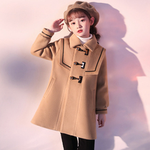 South Korean girls woolen coat 2021 autumn and winter new children's western style winter clothes girls padded long woolen coat