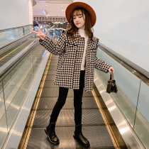 Korean girls woolen coat 2021 new net red childrens clothing foreign atmosphere in the big boy autumn and winter tweed coat tide