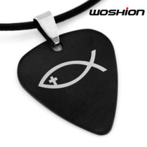Metal Punk Personality Rock Paddle Necklace Christ Fish Pattern
