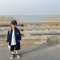 Slightly Child Clothing Boy Spring Denim Jacket 2022 New Day Ensemble Boy Shirt Baby Spring Dress Shirt Tide