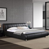 Leather bed Modern simple 1 8 meters master bed Creative wedding bed Double bed Black storage wedding leather art bed