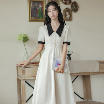 French temperament white dress womens summer college style dress formal occasion teacher interview long skirt