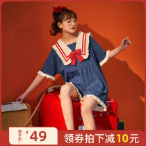 2021 new spring and summer day pajamas women pure cotton short-sleeved snow white night dress thin section large size home clothes
