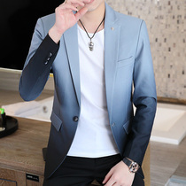 Gradient color small suit mens casual English style suit Korean slim hair stylist trend coat mens autumn