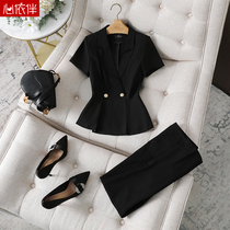 High-end professional suit Womens summer fashion Hotel front desk club beautician Workplace overalls Short-sleeved suit skirt