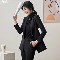 Black blazer womens high-level casual suit Spring and Autumn new business wear autumn and winter temperament goddess suit
