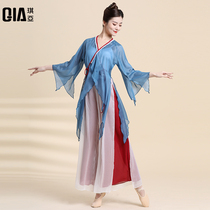 Qia classical dance body rhyme yarn dress elegant practice suit Womens long-sleeved Chinese dance dance suit Fairy performance suit long section