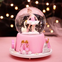 Crystal Ball Rotatable Luminous Crystal Ball Rotating Music box Music box Snowflake dancing Princess Ballet girl