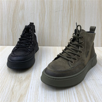 Break Code Handling 2022 Spring Autumn Season New Genuine Leather Mens Shoes Fashion Side Zipped Lace Comfort Outdoor High Bunch Shoes