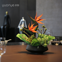 Hotel round table turntable high-end simulation flower table flower arrangement flower tea room living room porch decoration fake flower decoration restaurant