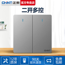 Chint two-on multi-control switch double-on one light three-control midway multi-switch two-on two-position middle panel household