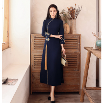 Improved cheongsam long sleeve 2021 spring new young national tide temperament Chinese style retro slim dress